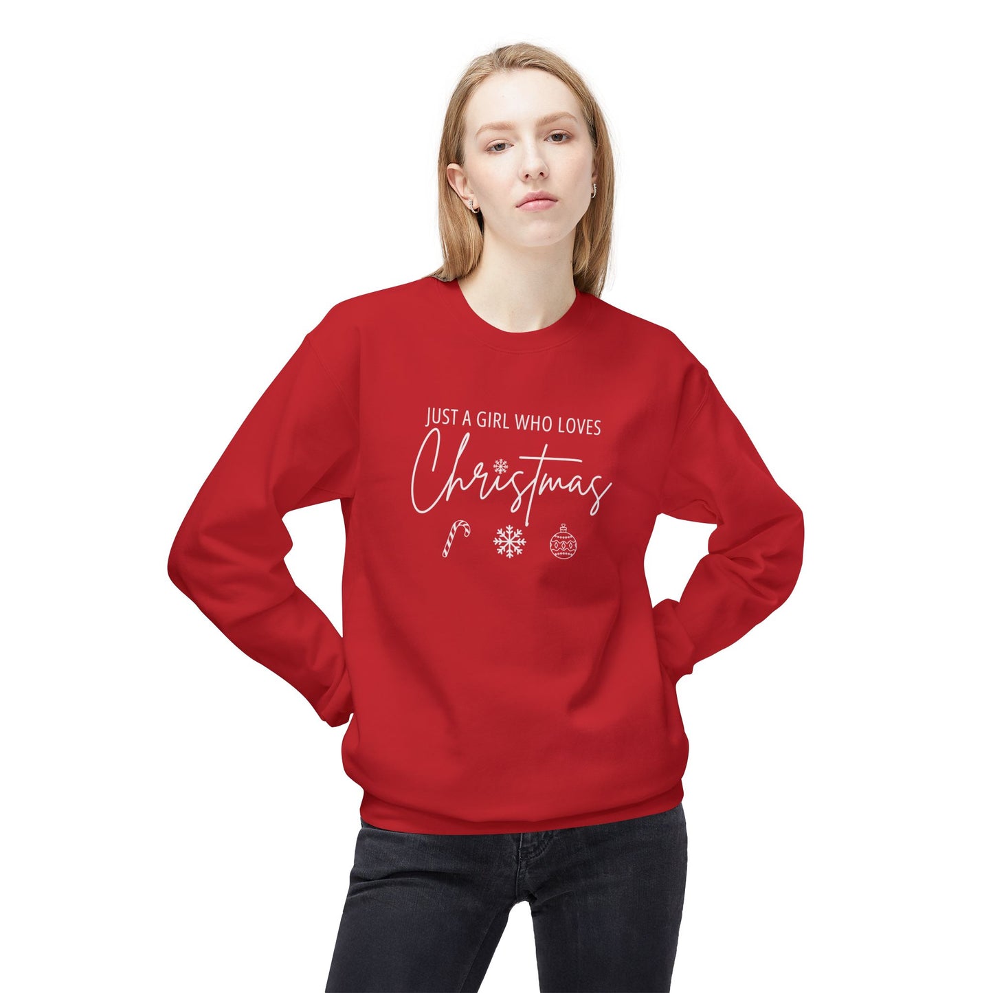 A Girl Who Loves Christmas | Midweight Softstyle Fleece Crewneck Sweatshirt