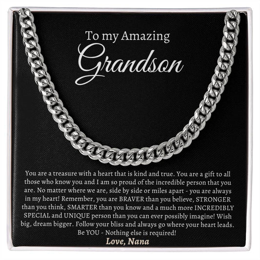 To my Amazing Grandson | Luxury Necklace for Grandson, Christmas Gift from Grandma, Grandson Birthday Gift | GM25