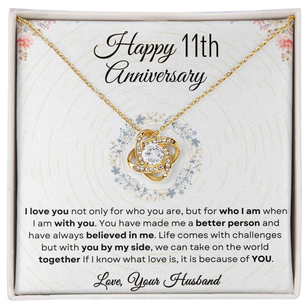 11th Anniversary Luxury Giftset + Heartfelt Anniversary Message | Love Knot Necklace | GM71