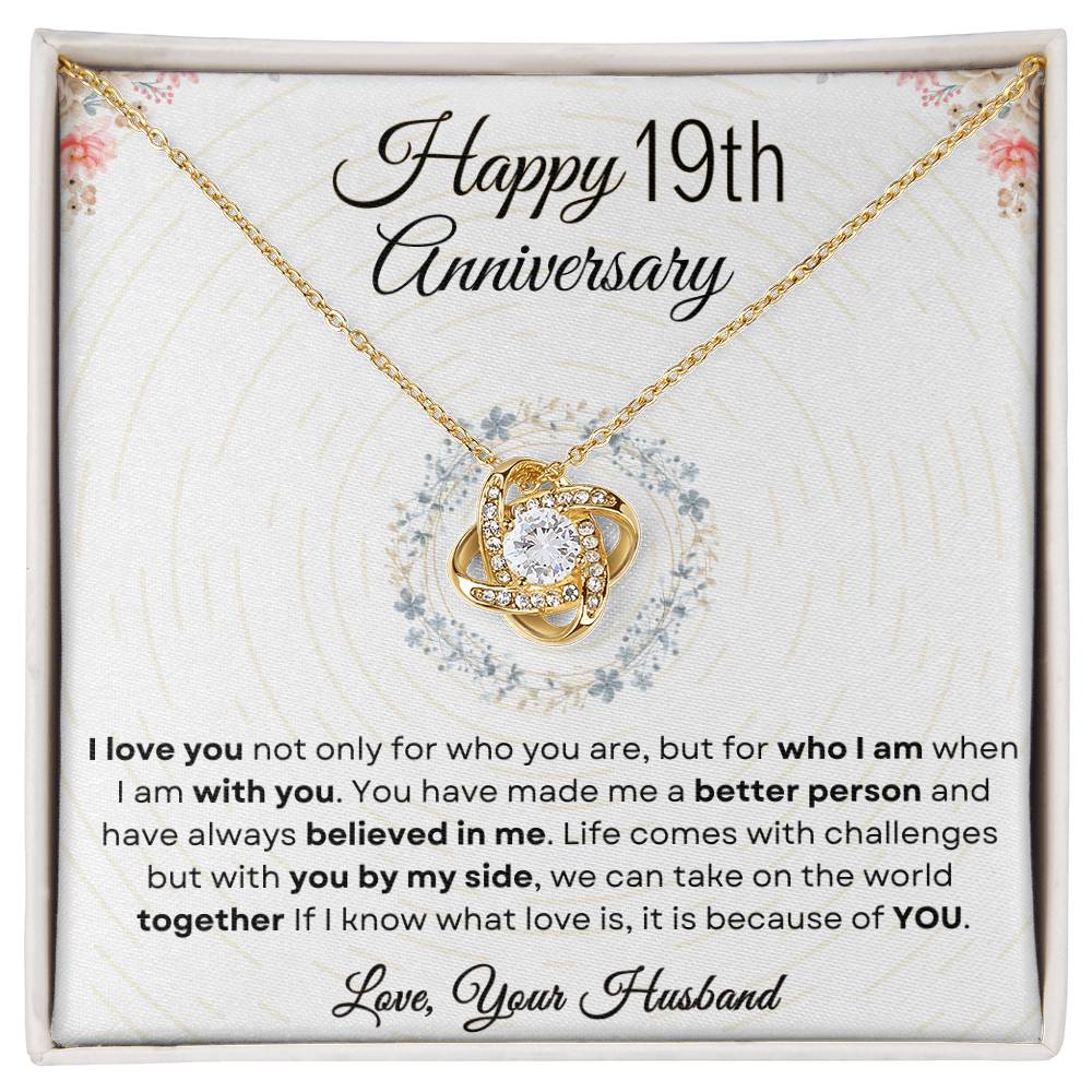 19th Anniversary Luxury Giftset + Heartfelt Anniversary Message | Love Knot Necklace | GM79