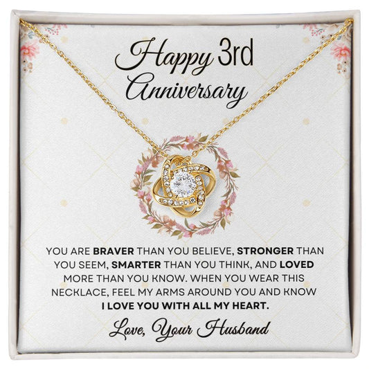 3rd Anniversary Luxury Giftset + Heartfelt Anniversary Message | Love Knot Necklace | GM63