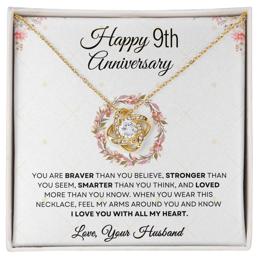 9th Anniversary Luxury Giftset + Heartfelt Anniversary Message | Love Knot Necklace | GM69