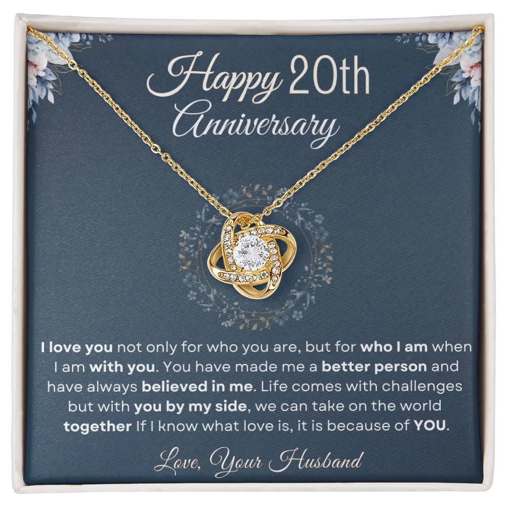 20th Anniversary Luxury Giftset + Heartfelt Anniversary Message | Love Knot Necklace | GM80b