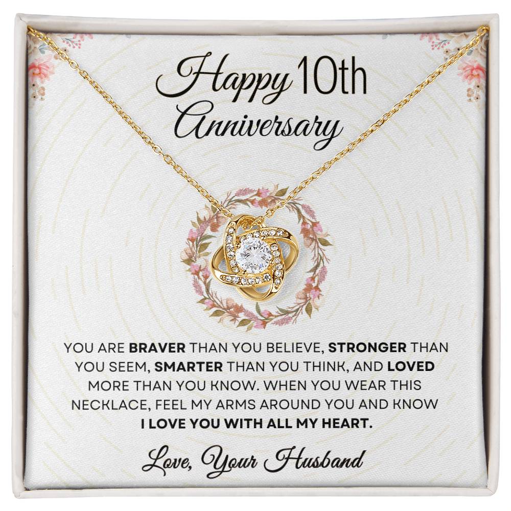 10th Anniversary Luxury Giftset + Heartfelt Anniversary Message | Love Knot Necklace | GM70b