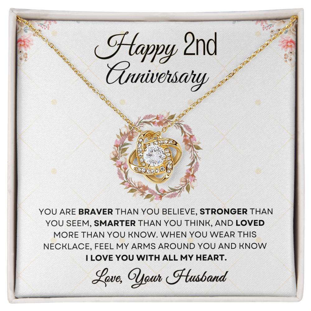 2nd Anniversary Luxury Giftset + Heartfelt Anniversary Message | Love Knot Necklace | GM61