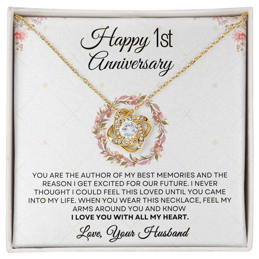 1st Anniversary Luxury Giftset + Heartfelt Anniversary Message | Love Knot Necklace | GM60