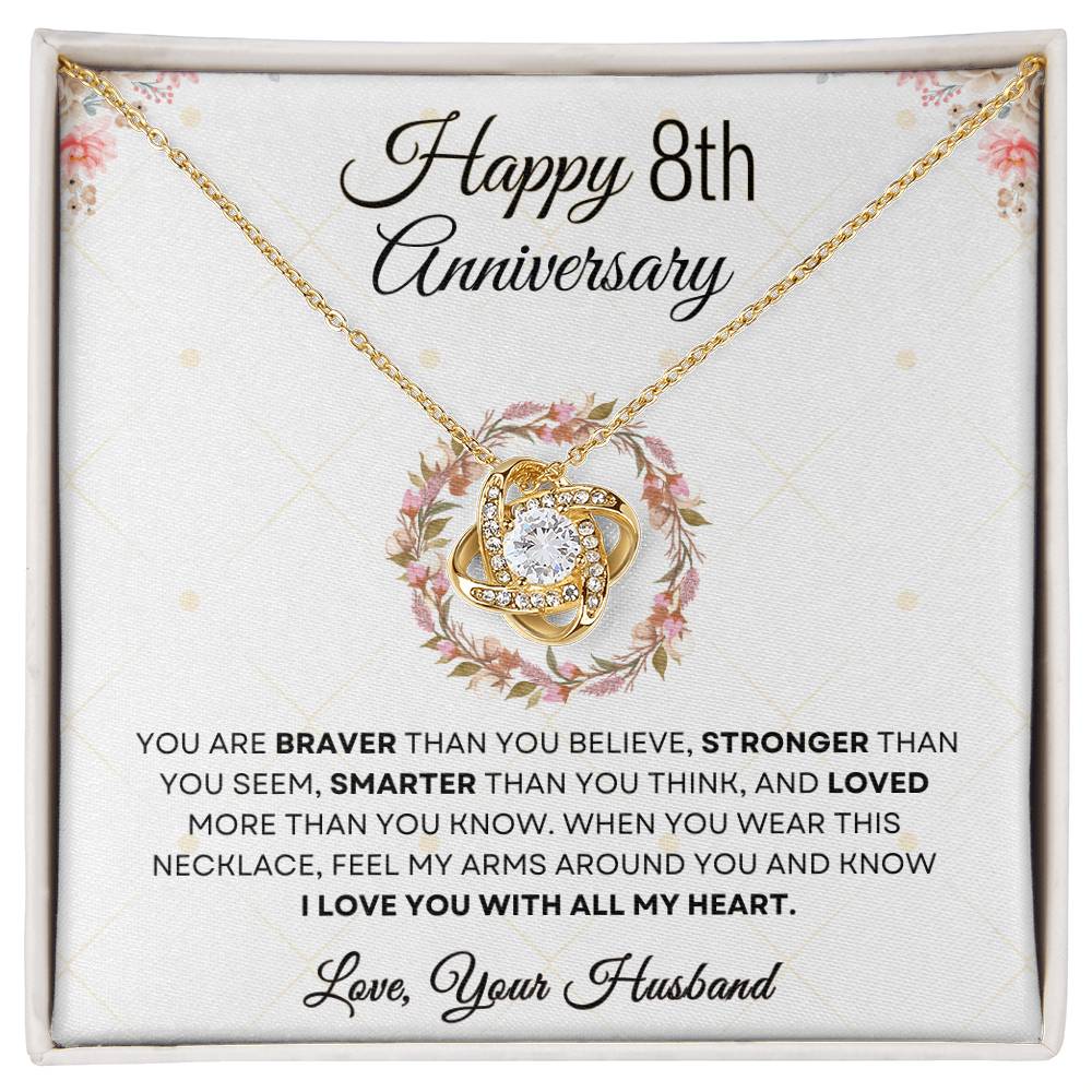 8th Anniversary Luxury Giftset + Heartfelt Anniversary Message | Love Knot Necklace | GM68