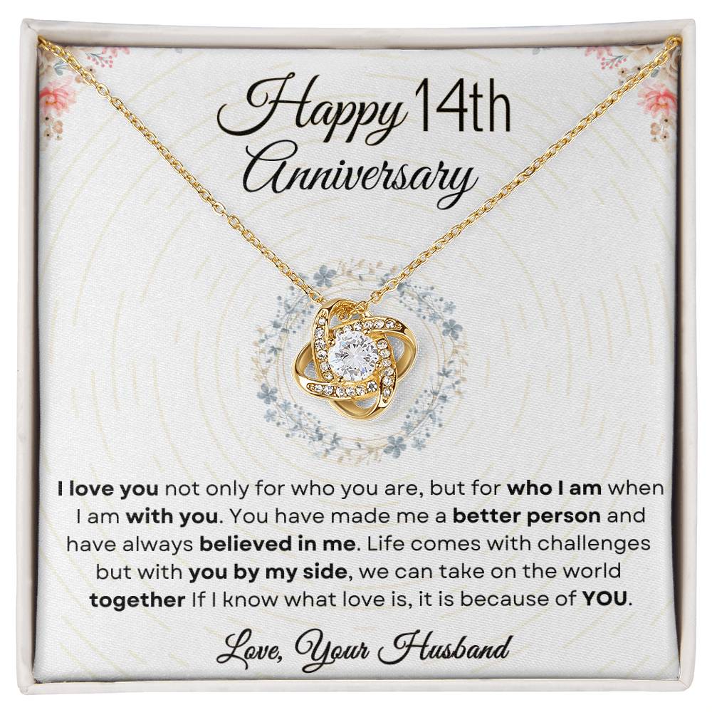 14th Anniversary Luxury Giftset + Heartfelt Anniversary Message | Love Knot Necklace | GM74