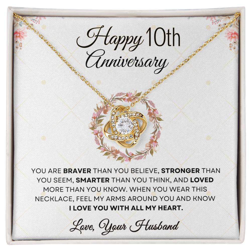 10th Anniversary Luxury Giftset + Heartfelt Anniversary Message | Love Knot Necklace | GM70