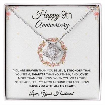 9th Anniversary Luxury Giftset + Heartfelt Anniversary Message | Love Knot Necklace | GM69