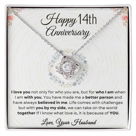 14th Anniversary Luxury Giftset + Heartfelt Anniversary Message | Love Knot Necklace | GM74