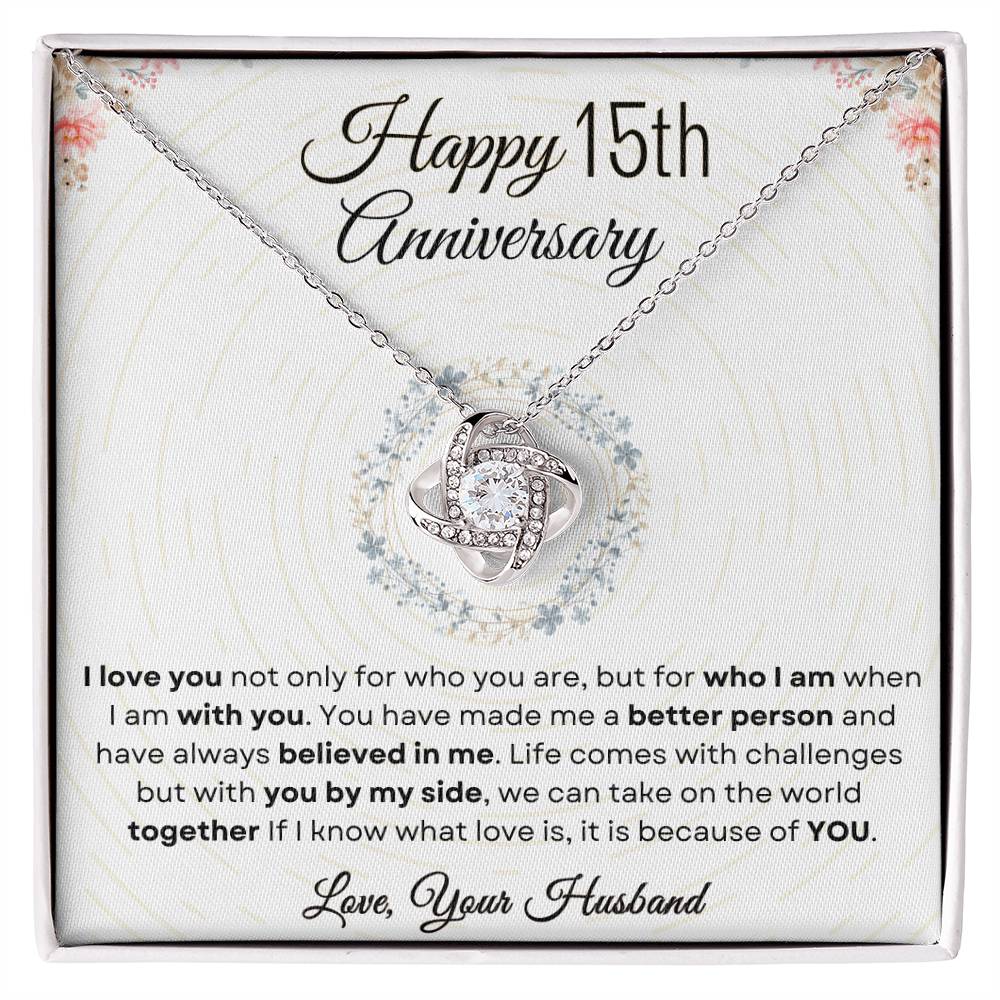 15th Anniversary Luxury Giftset + Heartfelt Anniversary Message | Love Knot Necklace | GM75