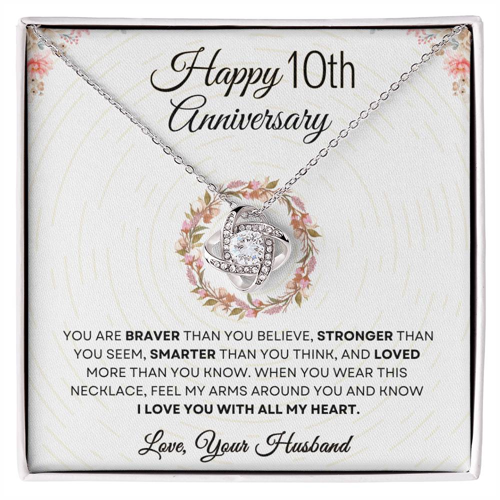 10th Anniversary Luxury Giftset + Heartfelt Anniversary Message | Love Knot Necklace | GM70b