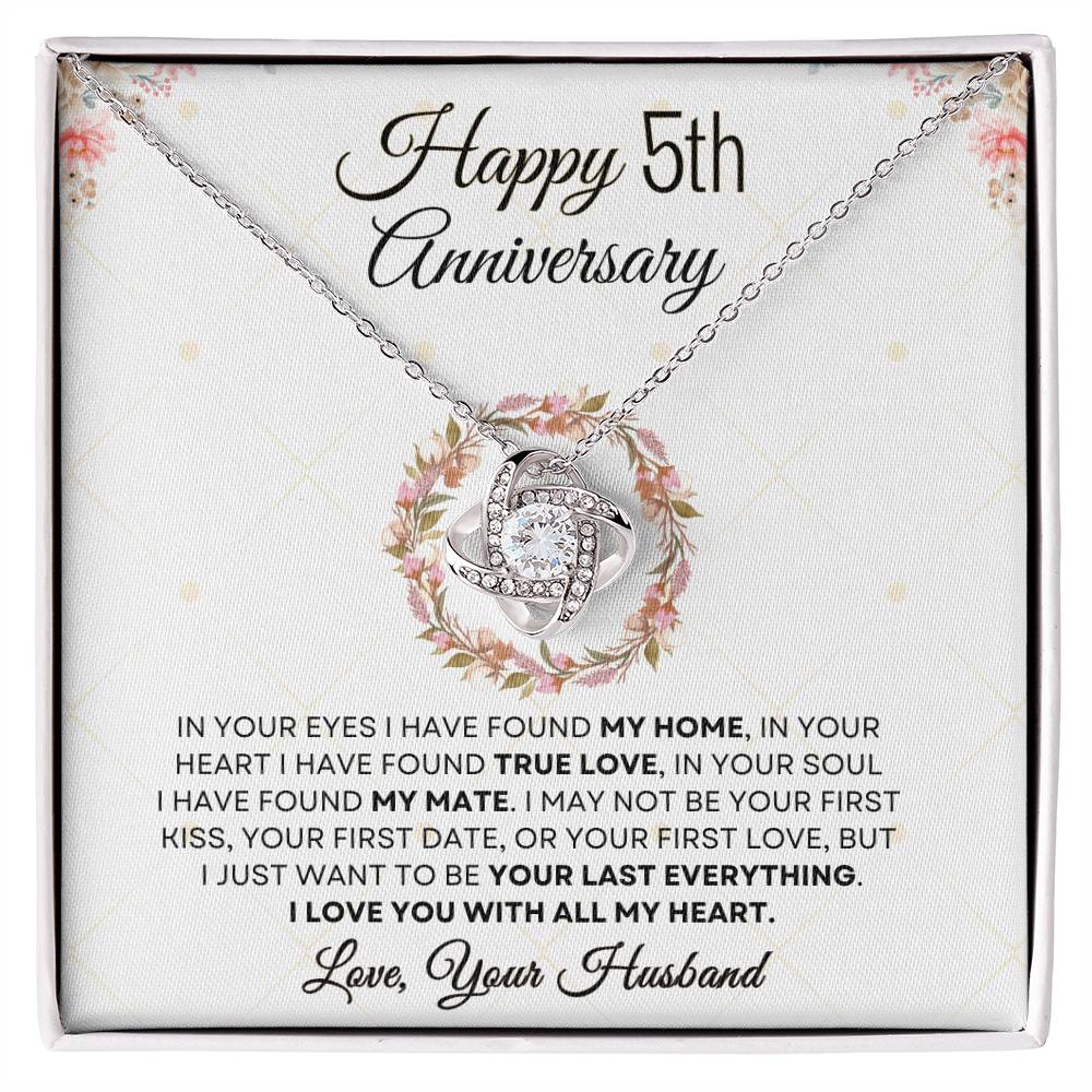 5th Anniversary Luxury Giftset + Heartfelt Anniversary Message | Love Knot Necklace | GM65