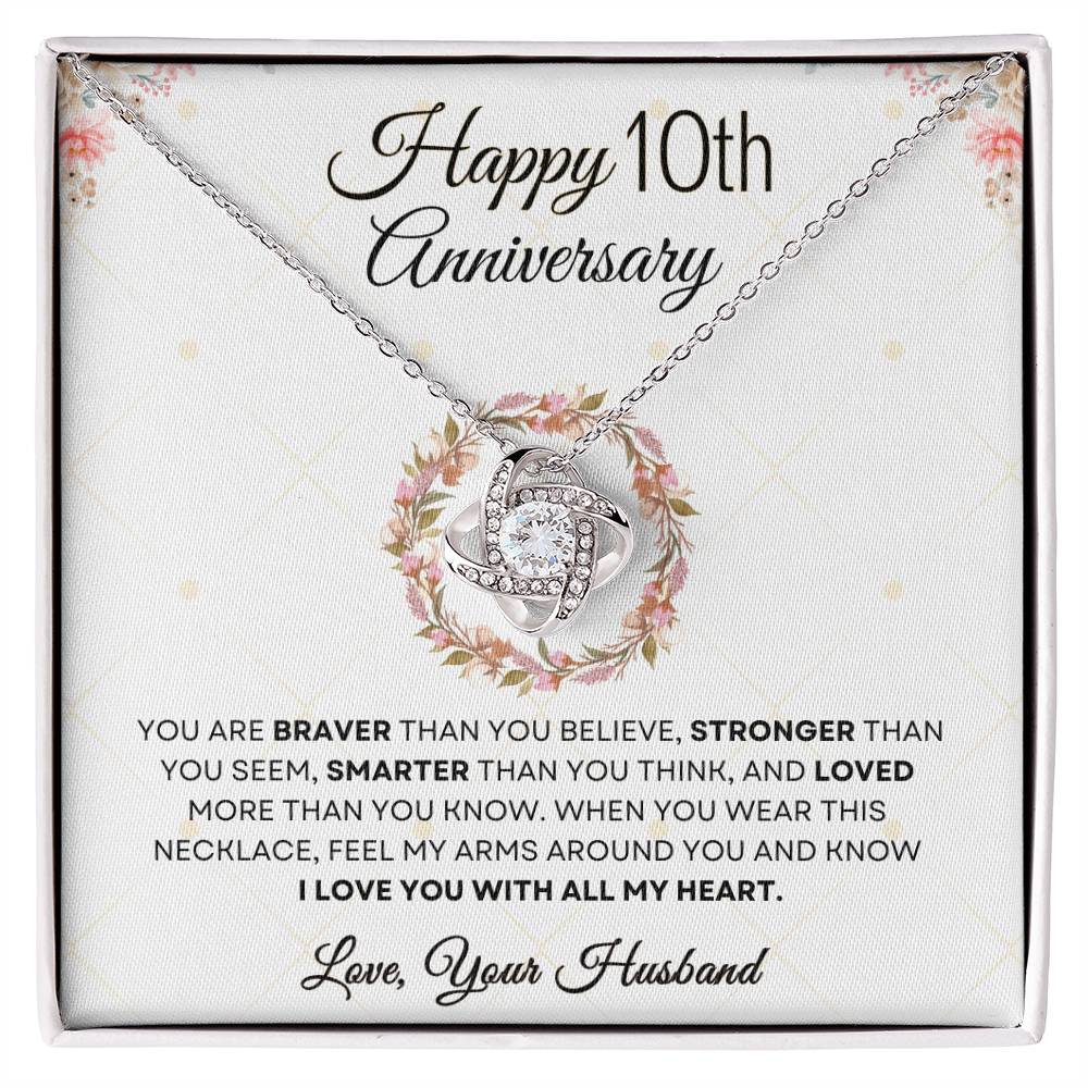 10th Anniversary Luxury Giftset + Heartfelt Anniversary Message | Love Knot Necklace | GM70