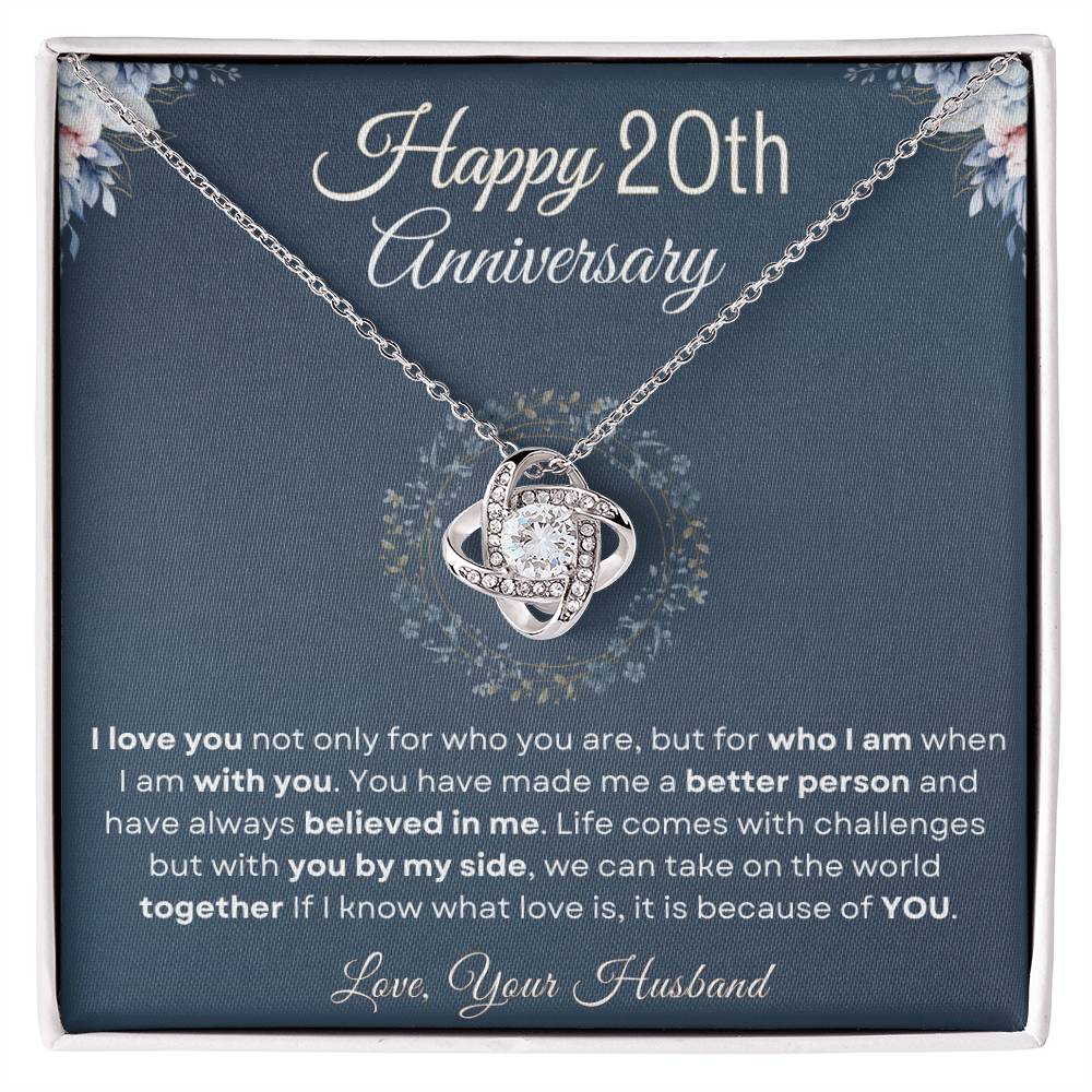 20th Anniversary Luxury Giftset + Heartfelt Anniversary Message | Love Knot Necklace | GM80b