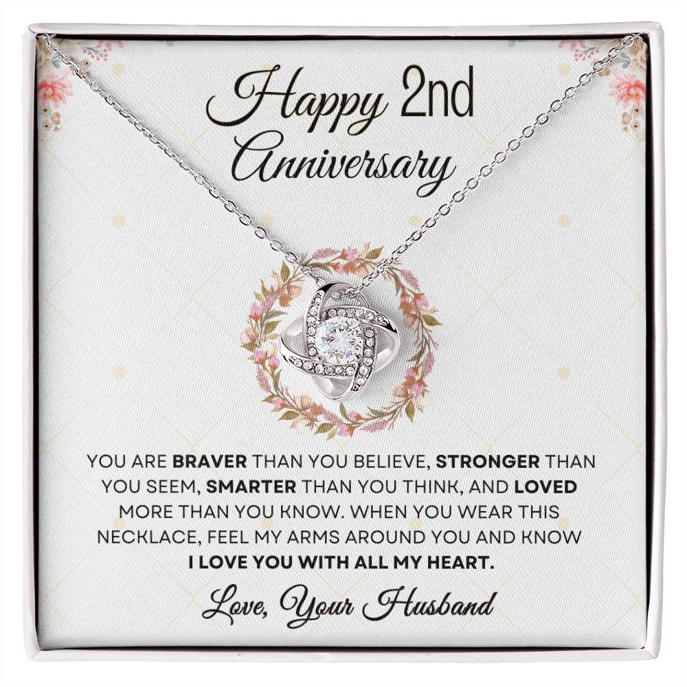 2nd Anniversary Luxury Giftset + Heartfelt Anniversary Message | Love Knot Necklace | GM61