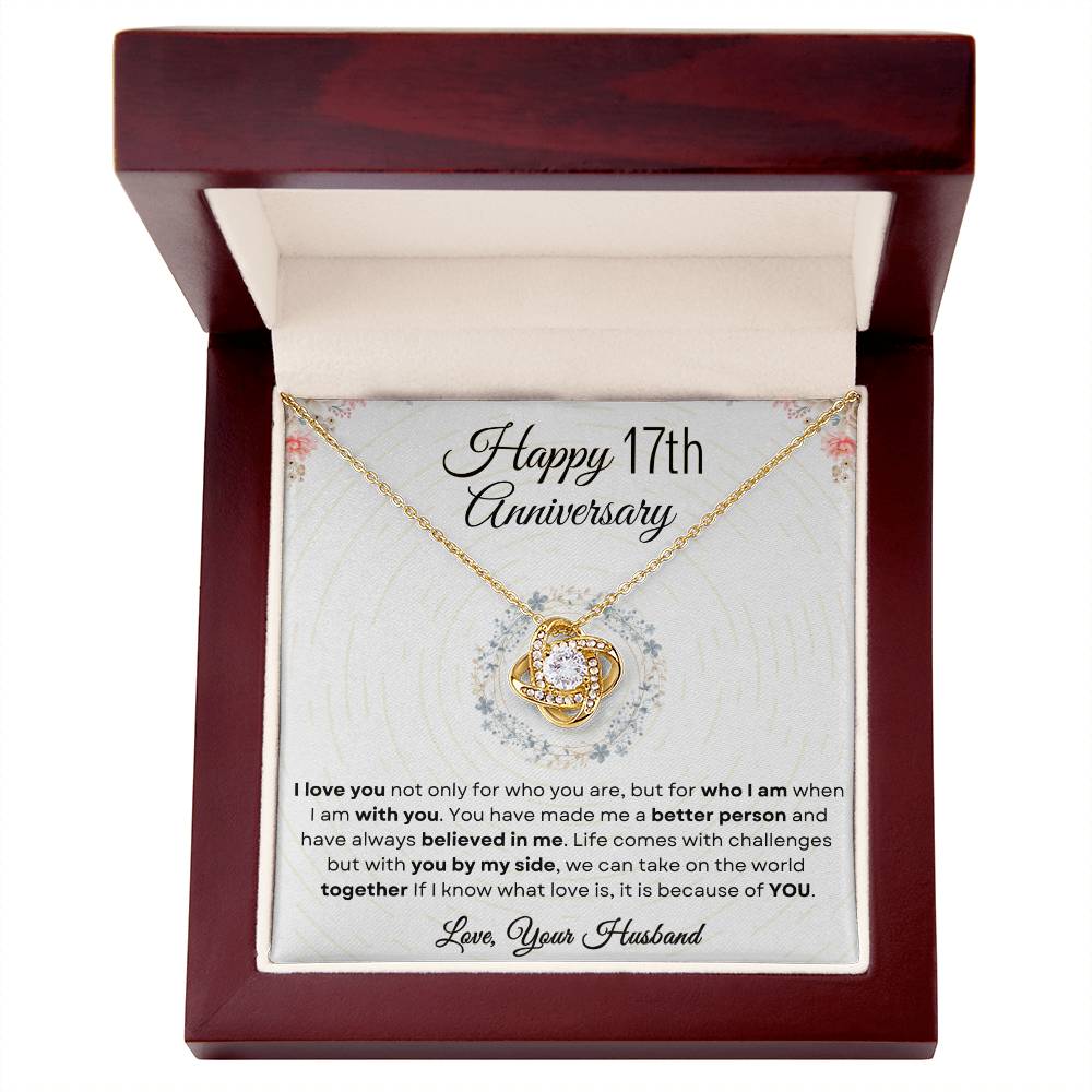 17th Anniversary Luxury Giftset + Heartfelt Anniversary Message | Love Knot Necklace | GM77