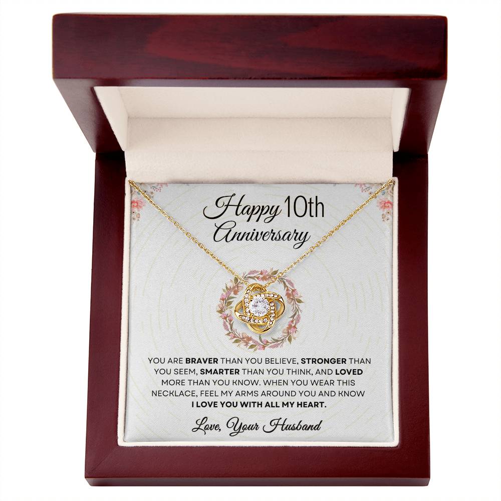 10th Anniversary Luxury Giftset + Heartfelt Anniversary Message | Love Knot Necklace | GM70b