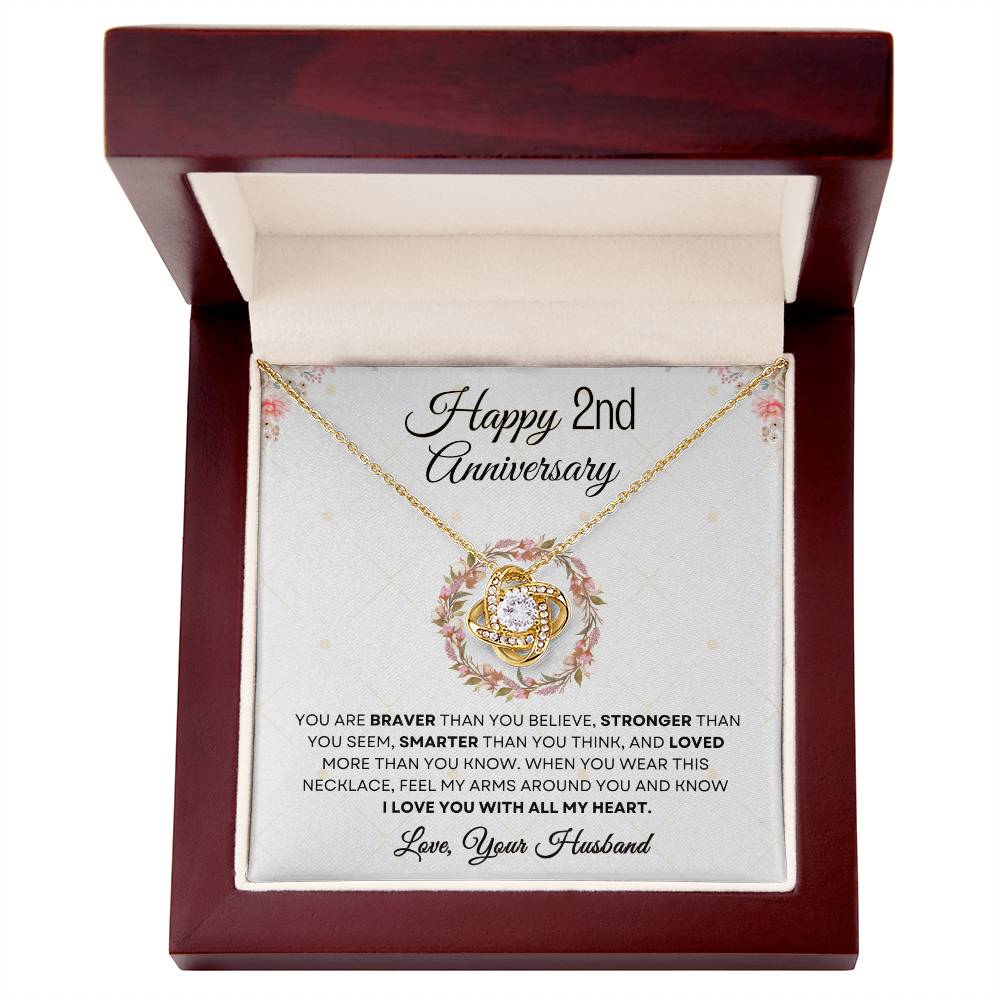 2nd Anniversary Luxury Giftset + Heartfelt Anniversary Message | Love Knot Necklace | GM61