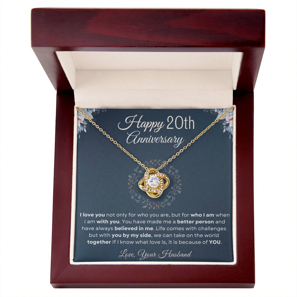 20th Anniversary Luxury Giftset + Heartfelt Anniversary Message | Love Knot Necklace | GM80b