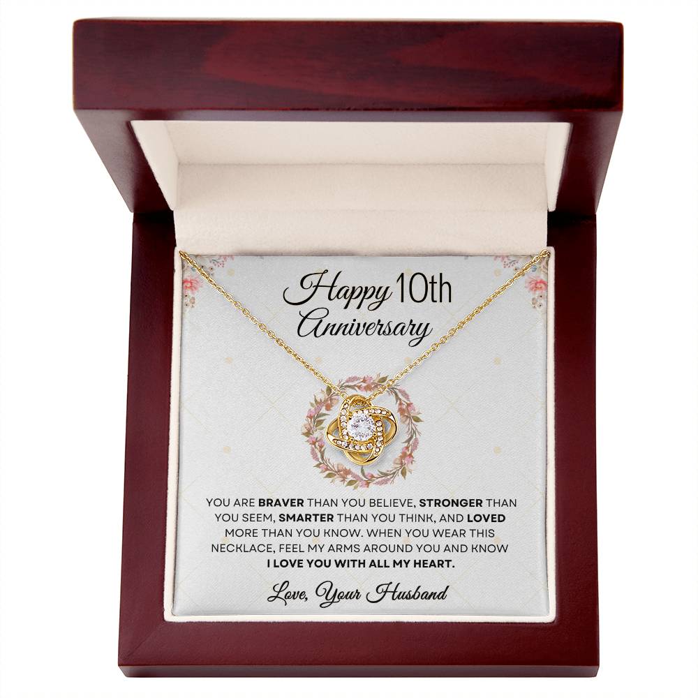 10th Anniversary Luxury Giftset + Heartfelt Anniversary Message | Love Knot Necklace | GM70