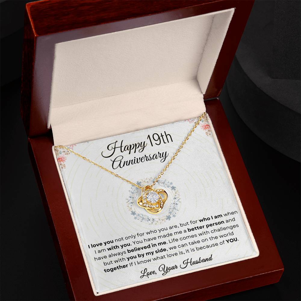 19th Anniversary Luxury Giftset + Heartfelt Anniversary Message | Love Knot Necklace | GM79