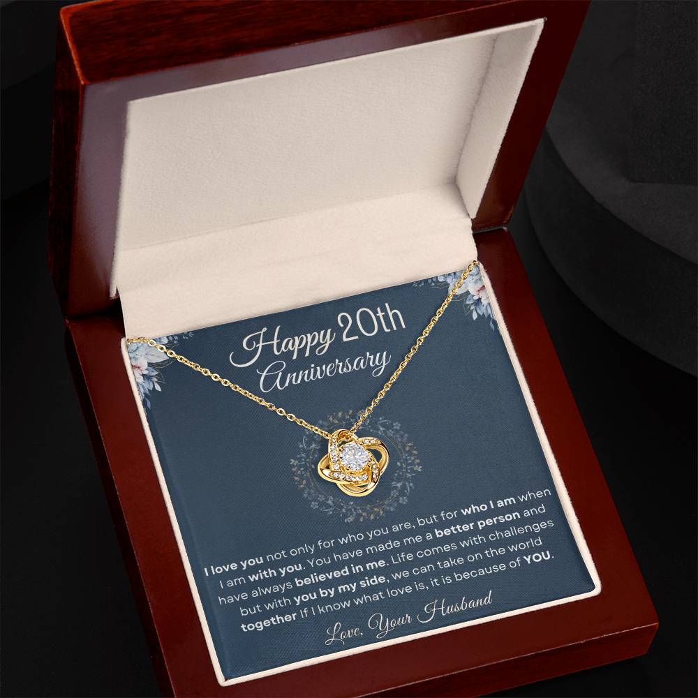 20th Anniversary Luxury Giftset + Heartfelt Anniversary Message | Love Knot Necklace | GM80b