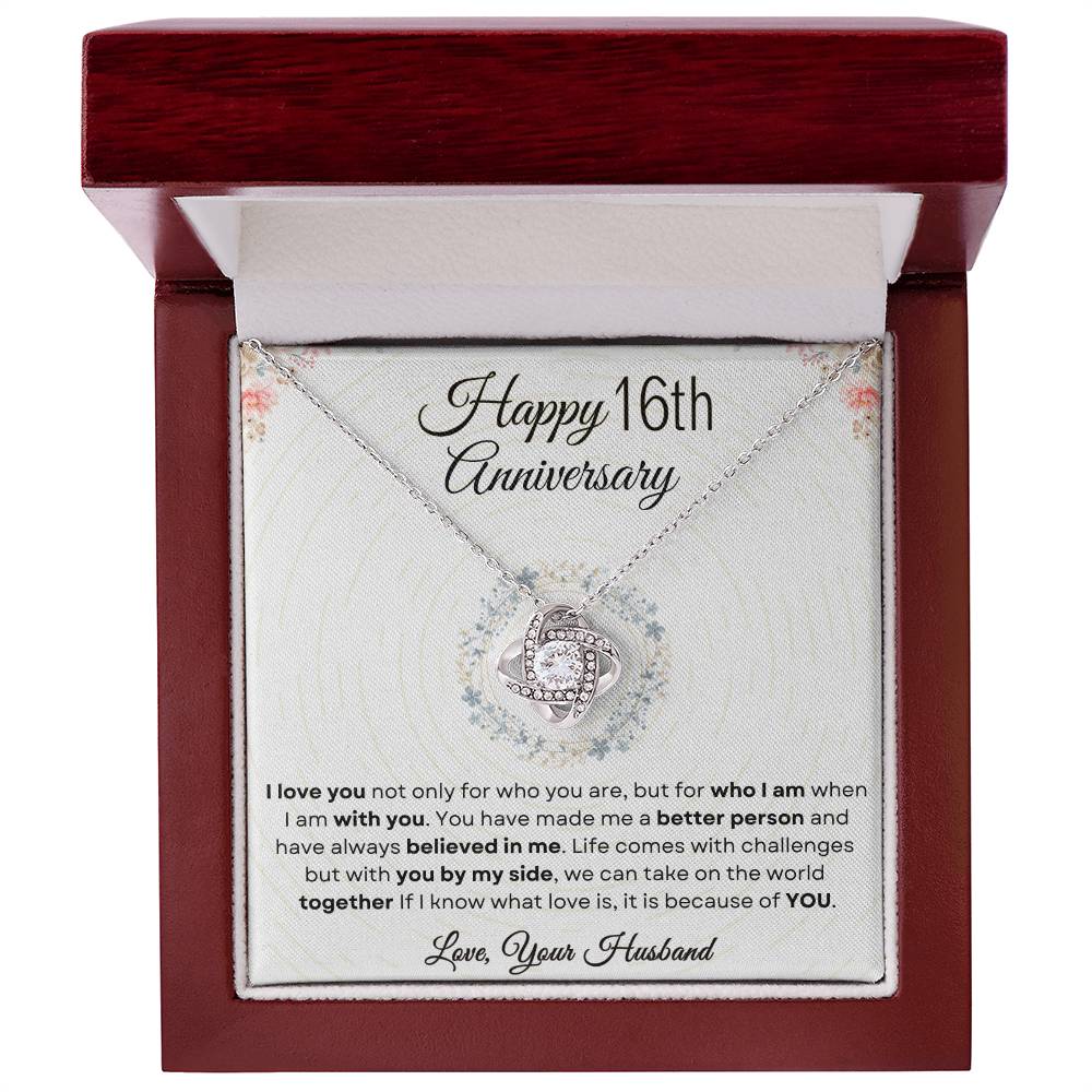 16th Anniversary Luxury Giftset + Heartfelt Anniversary Message | Love Knot Necklace | GM76