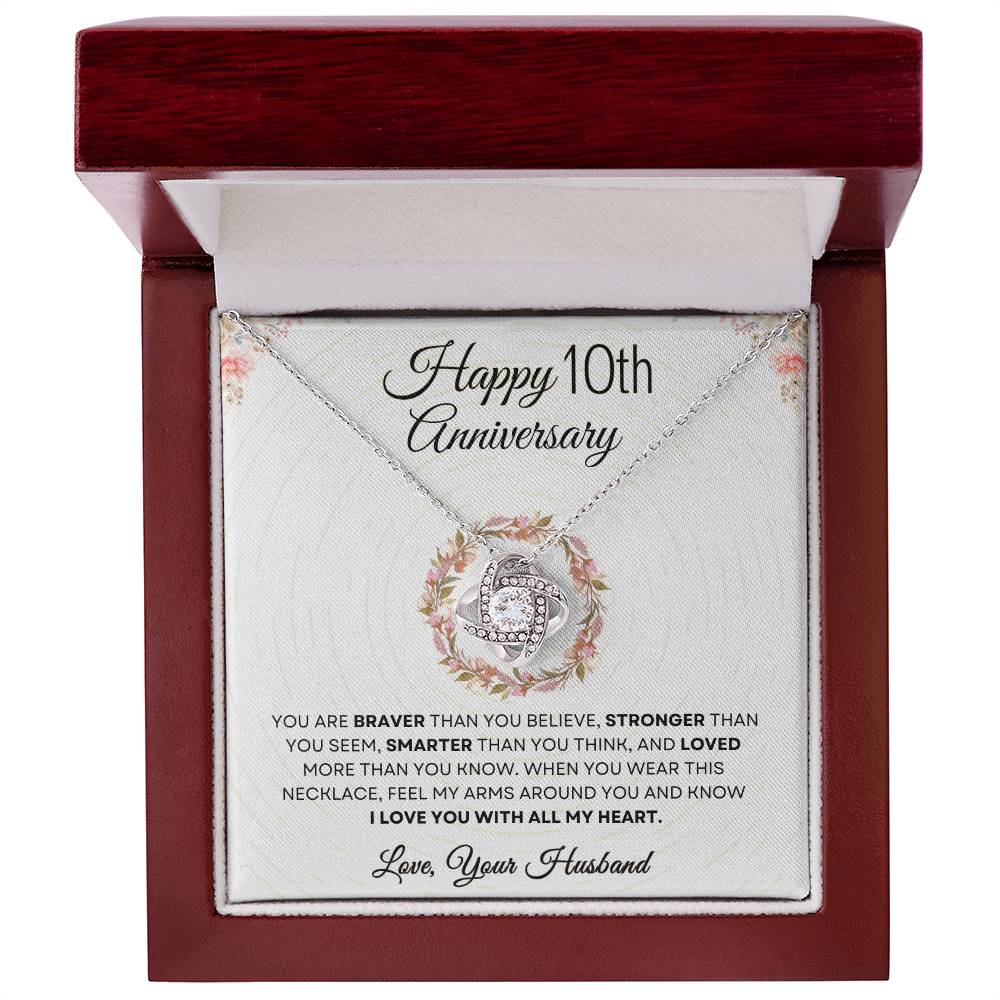 10th Anniversary Luxury Giftset + Heartfelt Anniversary Message | Love Knot Necklace | GM70b