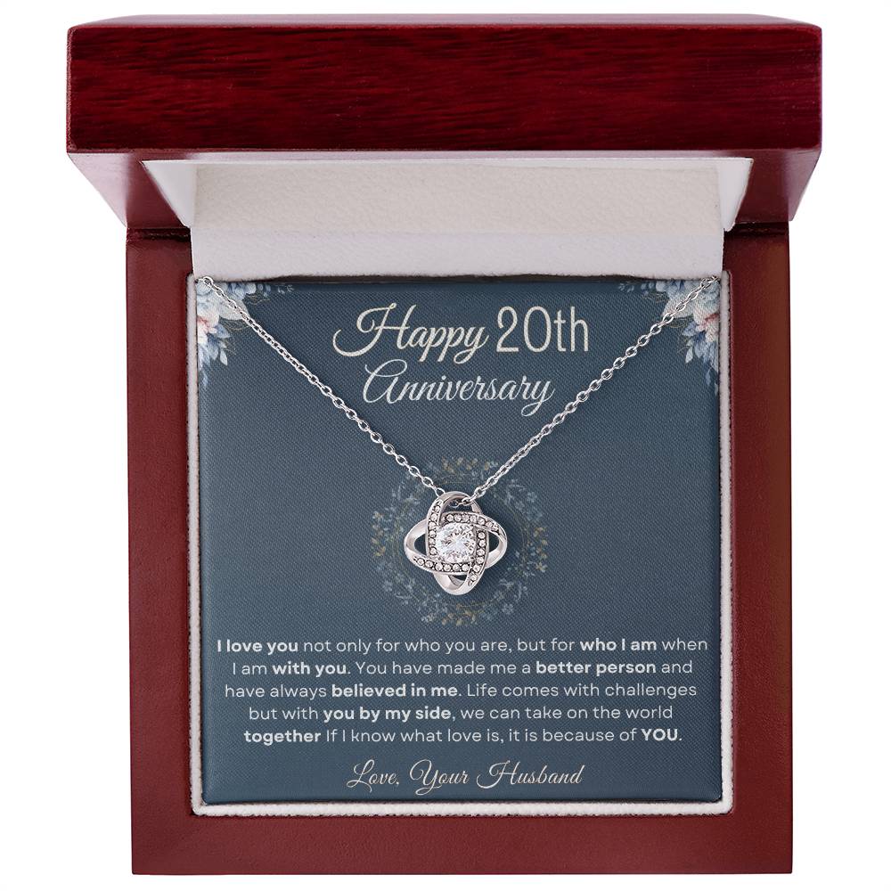 20th Anniversary Luxury Giftset + Heartfelt Anniversary Message | Love Knot Necklace | GM80b